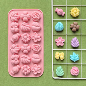 1pc 18 hole leaf flower shaped DIY non stick silicone mold for gummies chocolates candies