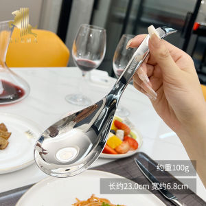 Large 304 Stainless Steel Soup Spoon Public Use Deep Short Handle Porridge Spoon Wall Hanging Individual Serving Home Use