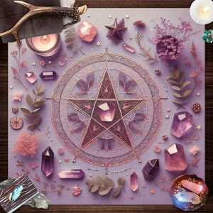 VIKAMA Mystic Crystal Star-Shaped Altar Cloth For Witch-Themed Natural-Style Table Decor Card Layouts And Decorative Placemat