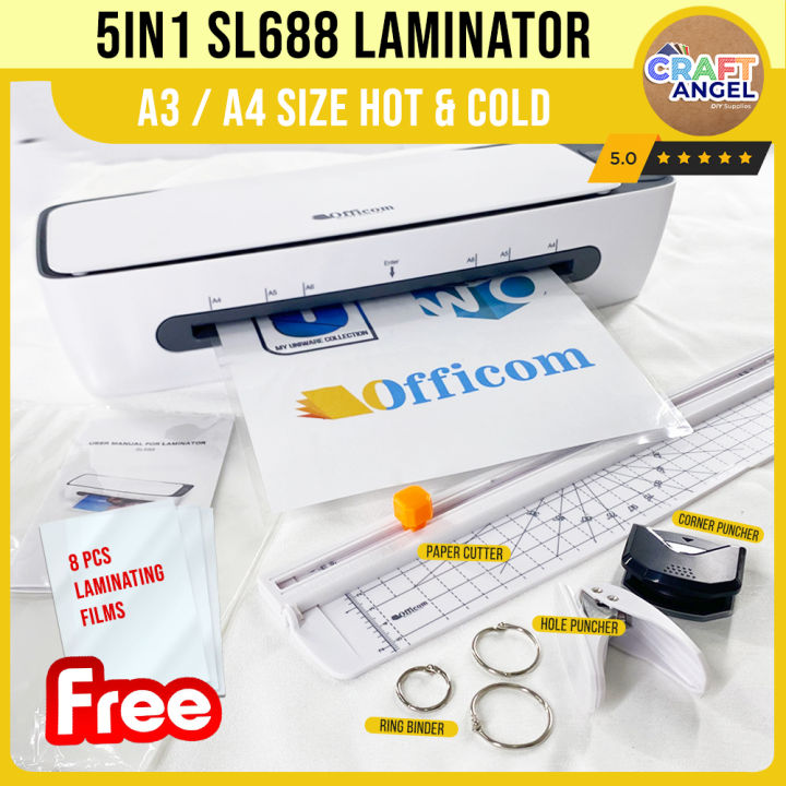 Officom In Sl Laminator Machine A A Size Package Set With Paper Cutter Hot Cold Laminator