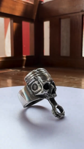 Pewterland Ringskull Lemanstrajectory Cincin Tengkorak 3D Bahan Logam Timah Pria dan Wanita