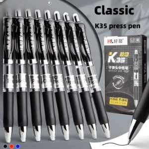 12Pcs Ballpen Retractable Gel Pen Black/Red/Blue Ink Bullet Nib 0.5mm Quick Drying Smooth Writing No Blending School Supplies Office Supplies