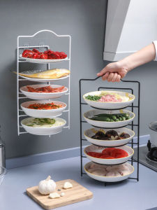 Multi-layer Kitchen Storage Rack Vegetable Dish Grid Plate Garlic Onion Ginger Storage Shelf Wall Hanging Home Use Utility Rack