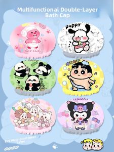 Thickened Cartoon Bath Cap Waterproof Shower Head Cover Double Layer Kitchen Oil Proof Hat Womens Style Hair Cover