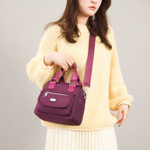 กระเป๋าสะพายไหล่ผ้าไนลอนเบาๆ สำหรับผู้หญิงวัยกลางคนและผู้สูงอายุ กระเป๋าถือขนาดเล็ก กระเป๋าสะพายข้างแบบสะพายข้าง กระเป๋าถือแบบสะพายข้าง