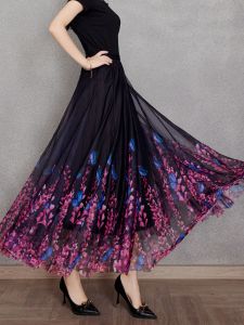 2024 New Arrival Gradient Printing Grazy Dress with Big Hemline High Waist Slimming Skirt a-Line Skirt 720 Degrees Large Swing Square Dancing Dress