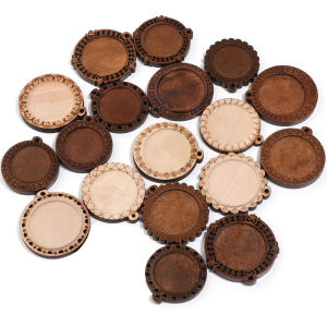 5pcs/lot Round Wood Cabochon Settings 25/30mm Blank Cameo Pendant Base Trays Random Mixed For Necklace Jewelry Making Supplies