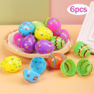 6PCS Easter Egg Colorful Pattern Plastic Opening Eggshell Home Party Decoration Candy Gift Packing Box DIY Kids Gift Toy