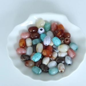 30pcs/lot Two Tone Gradient Color Acrylic Beads Oval Barrel Shape Large Hole Loose Bead For Jewelry Making DIY Bracelet Earrings