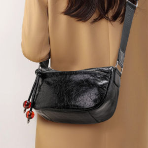 Aidrani  Fashionable pleated texture womens bag made of ultra soft cowhide material adjustable single shoulder crossbody bag