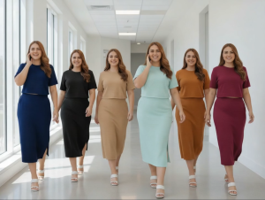 TFPH RIZZI PLUS SIZE Casual Yet Classy Bark Crepe TERNO with Pockets – Flattering Fit Large to 2XL