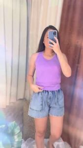 Tanktop Agnes Singlet Wanita / Kaos Dalaman Cewek Polos Melar Premium Ungu