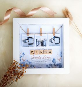 3D Scrabble Pop Up Bingkai Putih Ukuran 20x20Cm - Kado Wisuda Kado Ultah Kado Nikahan
