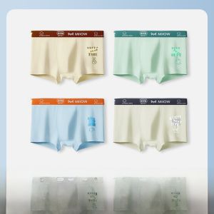 Miiow | Catman Boys Underwear Teenage Developmental Period Boxer Briefs High School Students Big Kids Briefs 2024 New Style Cotton Blend