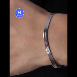 Silver Gold Flat Snake Chain Stainless Steel Bracelet Men Women Gelang Bangle Tangan Lelaki Wanita Fashion Hip Hop 扁蛇骨手链