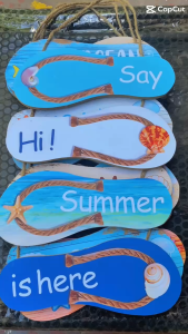 Wooden Beach Sandal Tags Wall Hangings Summer Ocean-Themed Mediterranean Bathroom Decor