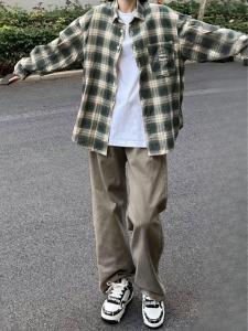 American Style Summer Brown Casual Pants Womens Small Size Neutral Loose High Waist Slim Straight Leg Wide Leg Trousers