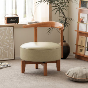 Modern Minimalist Solid Wood Low Stool with Backrest Comfortable Long Sitting Luxury Small Chair Home Living Room Rotatable Soft Padded