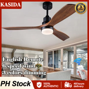 KASIDA New 72inch ceiling fan with light modern with remote ceiling lights with fan 3 colors dimming 6 gear wind ceiling fan with led light wooden ceiling fan heavy duty ceiling fans for living room bedroom kitchen