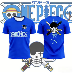 Bandai | 2026 Summer One Piece Zoro Retro 3D Print T-Shirt Adult & Kids Casual Sports Short Sleeve Tee with Three Swords Skull Elements