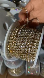 10M Torenda Payet Kristal Diamond Diamon Meteran Renteng Rapat Perak
