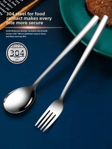 304 Stainless Steel Spoon Fork Set Korean Style Tableware Long Handle Adult for Meal Soup Spoon For Home Soup Spoon Spoon