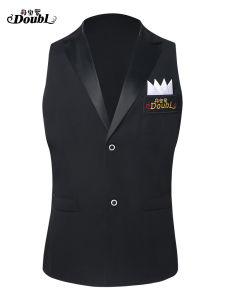 Dantuo Mens Fashionable Square Dance Clothes New Style Suit Collar Vest Performance Top Waltz Dance Shirt Slim Fit Polyester