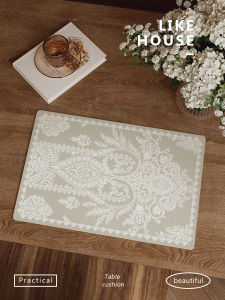 French Style Crystal Leather Dining Table Mat Lace Wind Luxury Bowl Plate Mat Western Dining Pad Waterproof Oilproof Table Pad