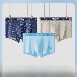 MiiOW | กางเกงบ็อกเซอร์ชายผ้าฝ้ายแท้ MiiOW กางเกงชั้นในสปอร์ตเอวกลางสำหรับเยาวชนและนักเรียนมัธยมปลาย กางเกงขาสั้นทรงสปอร์ตสำหรับผู้ชาย