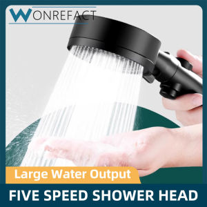 4 In 1 Powerful Black Shower Set Multi-functional High Pressure Handheld Shower Head 5 Modes Adjustable One-key Stop Water With Faucet Hose Bathroom Water Saving