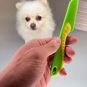 Sisir Kutu Haiwan Peliharaan Anjing Kucing Anti Lice Comb Long Handle Comb Dandruff Comb Animal Hair Iron 跳蚤针梳