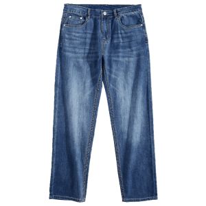 Jeanswest Mens Slim Fit Jeans Summer Thin Washed out White Jeans mid Waist Zipper Youth Fashion Long Pants Cotton Polyester Elastane