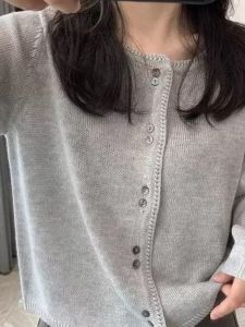 Áo Len Cardigan Ngắn Mềm Mại Cho Nữ Mùa Xuân Dáng Rộng Một Nút Áo Len Dệt Kim Màu Trơn Đa Năng Đi Làm