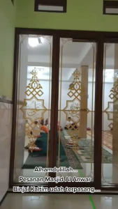 Stiker Kaligrafi Kaca Pintu Jendela 40 cm x 130 cm Masjid Mesjid Musholla Mushola