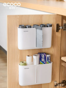 Large Capacity Kitchen Plastic Bag Storage Box Wall Mounted Visible with Rack Drawbridge Style Organizer for Garbage Bags