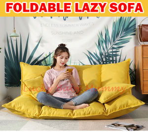 D7 Tatami Folding Double Lazy Susan Small Bedroom Living Room Foldable Sofa Bed 160cm (Free 2 Pillows)/Rainbow