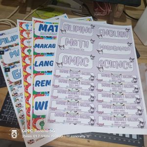 SUBJECT STICKER LABELS NAMES GRADE AND SECTION