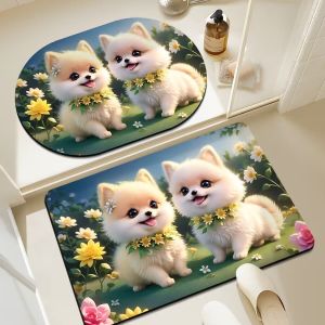 Bathroom Mat 3D Water Absorbent Anti Slip Pad Toilet Entrance Hand Washing Area Quick Dry Natural Rubber Home Use Animal Pattern