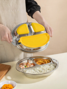 Food Grade 316L Stainless Steel Divided Toddler Plate Suction