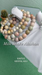 KAKTUS Kristal Asli Alashan Agate Milky Color Crystal Bracelet For Protection & Emotional Healing