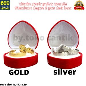 BEST SELLER !! Cincin Couple Pernikahan/Tunangan dapat 2pcs dan FREE BOX Cincin titanium Pasir Polos silver dan gold mata satu {bisa bayar ditempat}