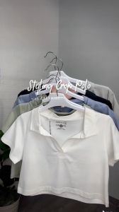 Zalmore Crop Polo Shirt Premium LUMA Cotton - Kaos Crop Top Wanita Lembut Ringan Sejuk Anti Nerawang