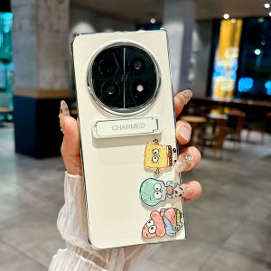 Cute Cartoon Case for OPPO Find N5 Fold Built-in Stand Luxury PU Leather Phone Casing Shockproof Slim Soft Cover Accessories for OPPO Find N5