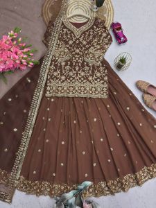 [PRE-ORDER] 2026 MAY BROWN LEHENGA ANARKALI SUIT WITH DUPATTA HEAVY EMBROIDERY ( SIZE M TO 2XL) ETA: 2026-12-30 | BROWN LEHENGA CHOLI STYLE ANARKALI DRESS GOLD WORK PARTY WEAR | GAUN LEHENGA COKLAT MEWAH SULAMAN PENUH DENGAN DUPATTA BAJU PESTA