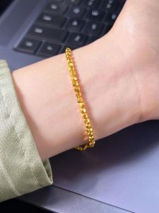 Authentic Ancient Method 24K Gold Bracelet Womens Style Fake Real 999 Pure Gold Hand Chain Gift Original Design Titanium Steel