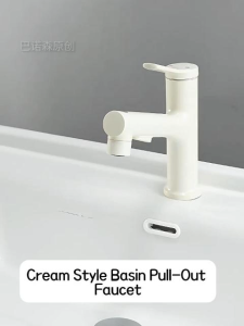 Multifunctional Bathroom Sink Mixer Tap Solid Brass 3-Gear Pull-Out 80Cm Ceramic Valve Core Easy Rinsing Upper & Lower Water Outlet Lavatory Basin Faucet
