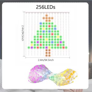 Music Sync Curtain String Light RGB Dimmable Holiday Home Wedding Birthday Festival Decor Remote Timer Brightness Setting