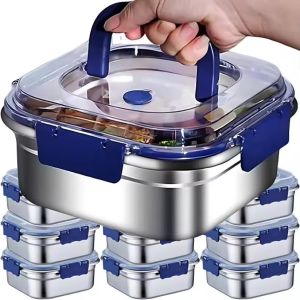 2500/1800ml กล่องสแตนเลสมีหูหิ้ว / กล่องใส่อาหารจุได้เยอะ / กล่องข้าวกันรั่ว / ช่องแช่ผักพร้อมฝาปิด / อุปกรณ์จัดเก็บในครัว