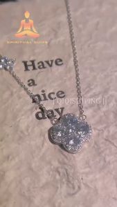 Womens Lucky Four-leaf Clover Pendant Necklace Exquisite Moissanite Clover Pendant Choker Necklace Gift For Girlfriend Mothers Day Gift