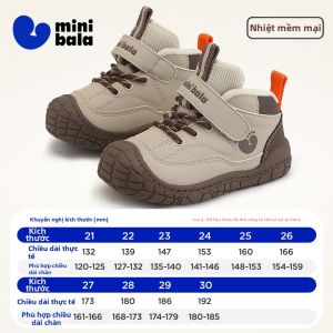 MINI BALA | Giày Cotton Trẻ Em Lót Nỉ Ấm Chống Đá Chân Mùa Đông